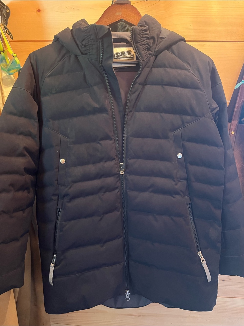 Spyder Kids Black Hooded Quilted Puffer Jacket